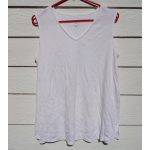 J. Jill White Tank Top EUC Womens 1X 43 Chest V Neck Tee Tank