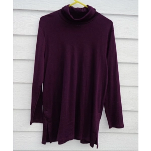J. Jill Side Vent Turtleneck Tunic Top Womens XL Pima Cotton 44 Chest