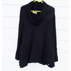LOGO Lori Goldstein Black Cowl Neck Tunic Top Large 44 Chest