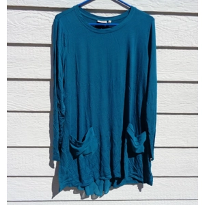 LOGO Lori Goldstein Large Jade Tunic Top Chiffon Insert NWOT LH
