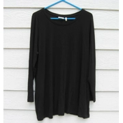 LOGO LAYERS Lori Goldstein Black Ribbed Knit Tunic Top 1X 46 Chest