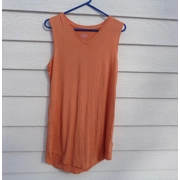 LOGO Layers Lori Goldstein Curved Hem Orange Tank Top Womens MEDIUM