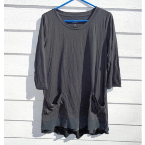 MD LOGO Lori Goldstein Tunic Top Womens Medium Chiffon Satin Hem Gray