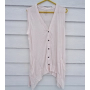 LOGO Lori Goldstein Medium Button Vest Cardigan Top Pinkish V Neck