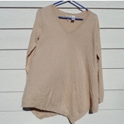 LOGO Lori Goldstein Tan Tunic Top Medium 39 Chest Asymmetric Hem