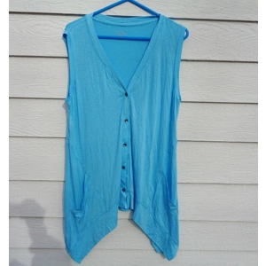 LOGO Lori Goldstein Cardigan Vest Medium 42 Chest Sky Blue Button