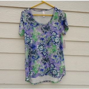 Lularoe Classic T Top Blue Purple Green Floral Small 34 Chest NWT