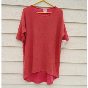 Lularoe Irma Stretch Top S 48 Chest NWT Dark Coral Shimmers Blemish