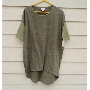 Lularoe Irma Stretch Top S 49 Chest NWT Gray Body Green Tee Shirt