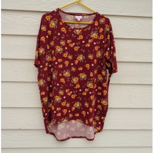 Lularoe Irma Top XS 48 Chest NWT Burgundy Golden Yellow Floral
