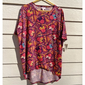 Lularoe Irma Top XS 48 Chest Minnie Mouse Disney Pattern NWT Salmon