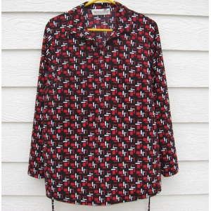 Motherhood Top L Large 42 Chest Red Black White Geometric