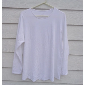 Pure Jill Shirttail Tee Top Womens 1X Cotton White Curved Hem