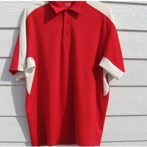 Reebok Polo Shirt L Large Play Dry 47 Chest Red White EUC