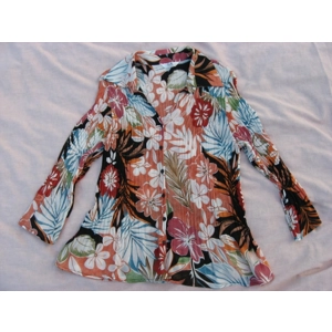 S.L.B. Blouse Medium 38 Chest Floral Pleated Peasant BoHo Button