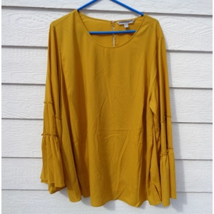 Valerie Stevens 3X Boho Golden Flare Sleeve Top NWOT 53 Chest