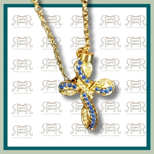 Religious Necklace Gold and Blue
