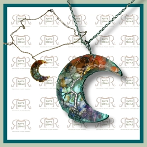Chakra colored Moon Necklace