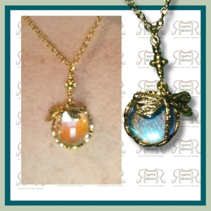 Dragonfly over Crystal Ball Necklace