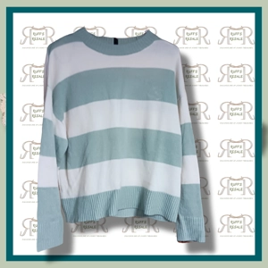 Green and White Striped Sweater size Large