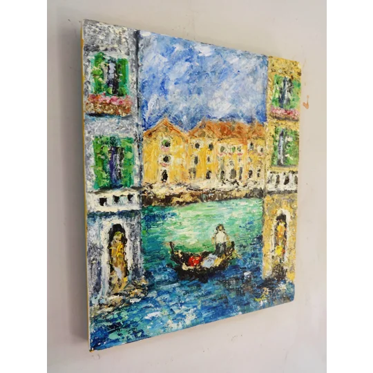 Original Hand-Painted Venice Houses Canal Impasto Oil Painting | 10"x12"