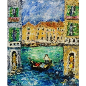 Venice Houses Canal – Original Impasto Oil Painting