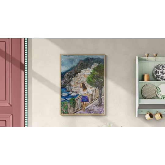 A Woman at Amalfi Coast Oil Painting