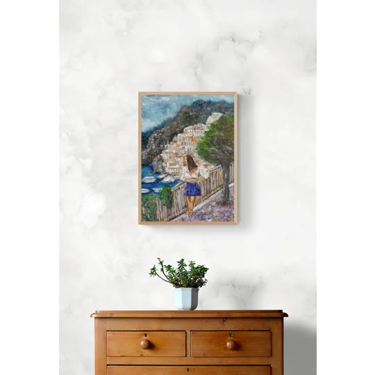 A Woman at Amalfi Coast Oil Painting