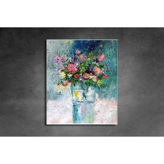Flowers Bouquet Still Life Textured Oil Painting