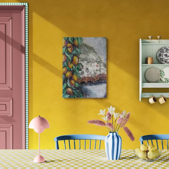 Lemon Tree by the Sea - Semi Abstract Oil Painting