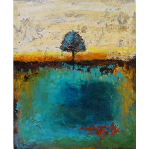 Lone Tree at River bank Landscape Painting Lone Tree at River bank Landscape Painting
