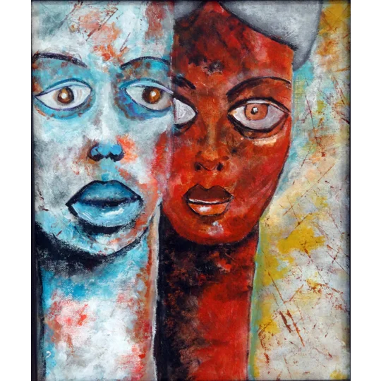 Original Hand-Painted Man and Woman Figurative Abstract Acrylic Framed Painting | 10"x 12"