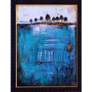 Blue River Abstract Texture Painting – Contemporary Landscape Wall Art