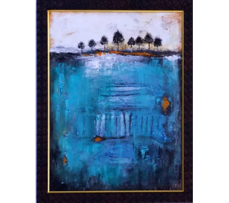 Blue River Abstract Texture Painting – Contemporary Landscape Wall Art