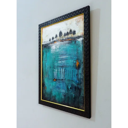 Blue River Abstract Texture Painting – Contemporary Landscape Wall Art