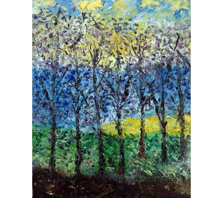 SOLD - Trees in the Forest Impasto Oil Painting