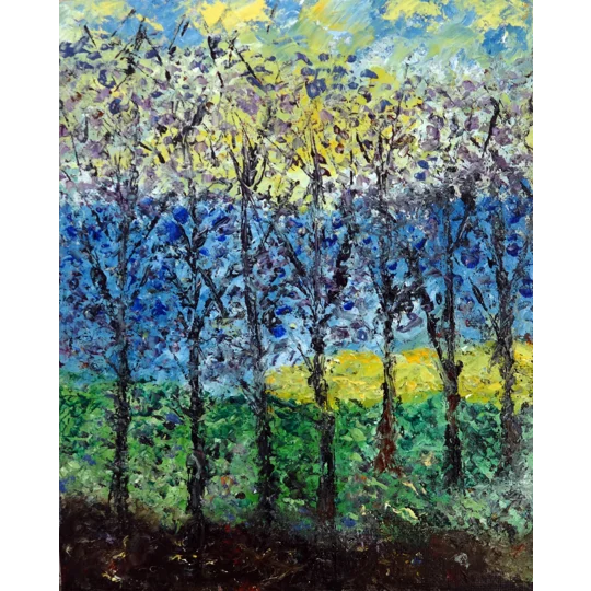 SOLD - Trees in the Forest Impasto Oil Painting