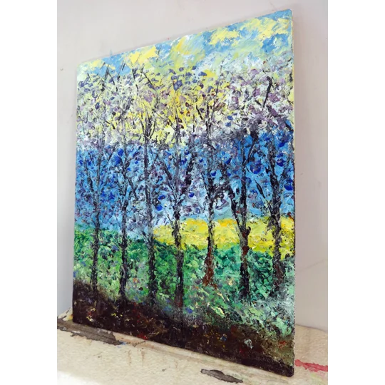 SOLD - Trees in the Forest Impasto Oil Painting