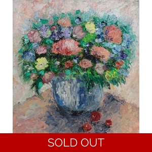 SOLD - Flowers Bouquet Still Life Impasto Oil Painting On Canvas