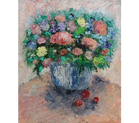 SOLD - Flowers Bouquet Still Life Impasto Oil Painting On Canvas