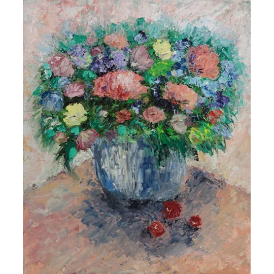 SOLD - Flowers Bouquet Still Life Impasto Oil Painting On Canvas
