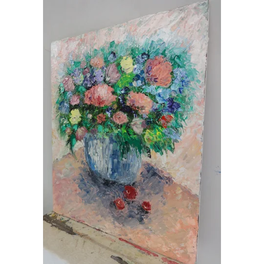 SOLD - Flowers Bouquet Still Life Impasto Oil Painting On Canvas