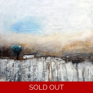 SOLD - Lonely Hut Winter Landscape Acrylic Painting