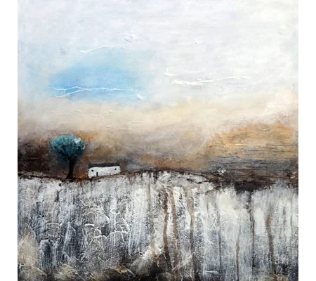 SOLD - Lonely Hut Winter Landscape Acrylic Painting