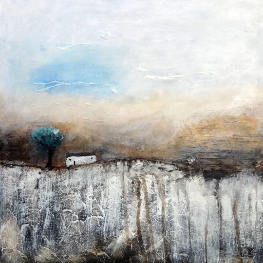 SOLD - Lonely Hut Winter Landscape Acrylic Painting