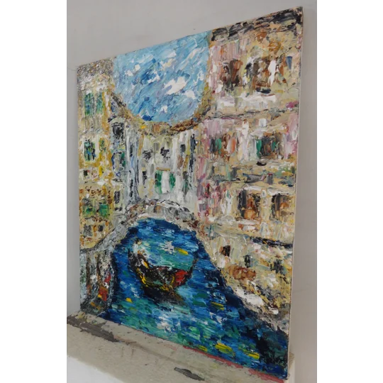 Original Hand-Painted Italy Venice Canal Impasto Oil Painting | 10"x12"