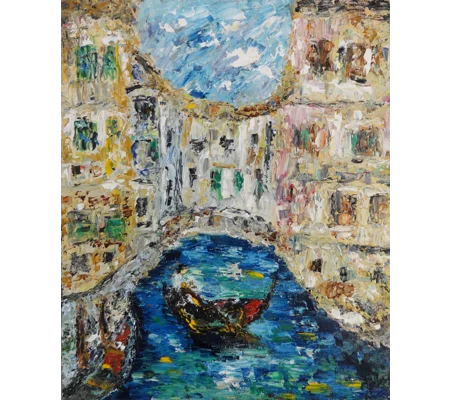 Original Hand-Painted Italy Venice Canal Impasto Oil Painting | 10"x12"