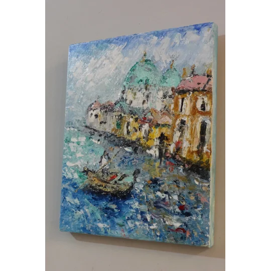 Original Hand-Painted Venice Canal with Gondola Impasto Oil Painting | 10"x12"