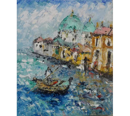 Original Hand-Painted Venice Canal with Gondola Impasto Oil Painting | 10"x12"