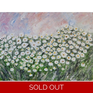 SOLD - White Daisy Flower Field Impasto Oil Painting On Canvas SOLD - White Daisy Flower Field Impasto Oil Painting On Canvas